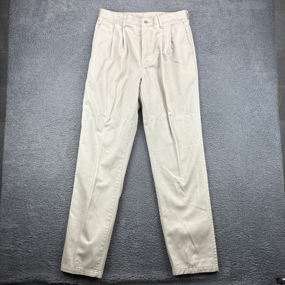 Wrangler Riata Mens Beige Pleated Cotton Blend Dress Pants Size 34x34 - Picture 1 of 9